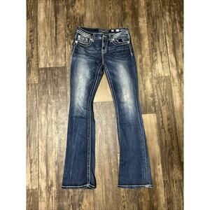 Miss Me Jeans Womens 28x34 Chloe Boot Cut Embellished Denim Faux Flap Pkt Tall